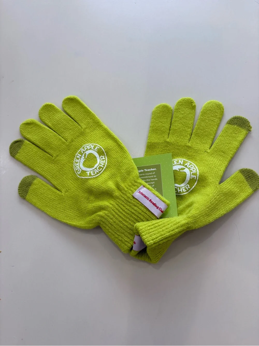 Scholastic Green Apple Teacher Gloves - Lime Green